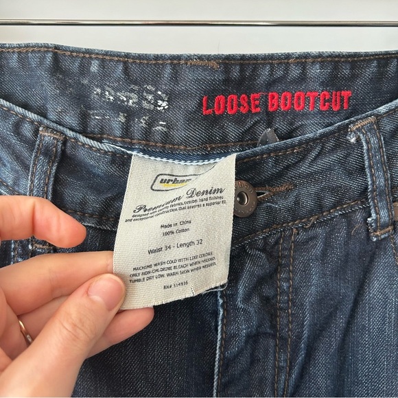 [34x32] Urban Pipeline Men’s Loose Bootcut Dark Wash Denim Jeans - Picture 9 of 9